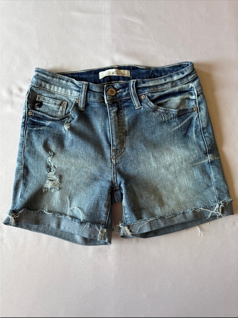 KanCan Faded Blue Distressed Cutoff Jean Shorts